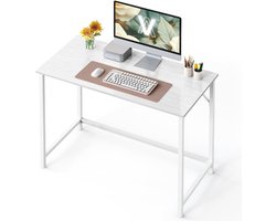 Bureau Klein Computerbureau - 50x100x76 cm - Bureau Voor Werkkamer Slaapkamer - Modern Metalen Frame - Ahorn Wit LWD041W44