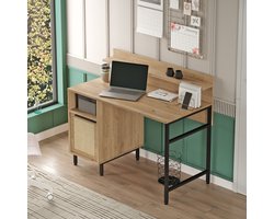 Bureau Kvænangen 120x60x100 cm eikenkleurig zwart rotan look [en.casa]