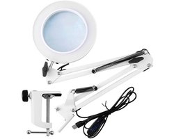 bureau lamp - Opvouwbare tafellamp met vergrootglas - Oogbescherming leeslamp LED lange arm - witte - vergrootglas- aluminium clip - vergrootglas - vergrootglas bureaulamp - onderhoudswerkzaamheden opvouwbare - adventskalender 2025