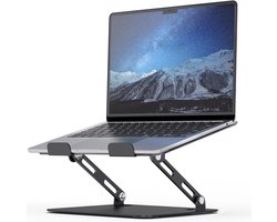 Bureau laptopstandaard met stabiele zware basis - in hoogte verstelbaar - ergonomische metalen verhoghouder - opvouwbare montagelift - compatibel met 10 tot 15.6 inch laptops