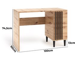 Bureau Laura Bureaublad Computerbureau Laptoptafel Kantoormeubilair Werktafel (eiken Artisan en zwart)