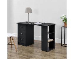 Bureau Lemberg met 3 lades en vakken 120x49x72 cm zwart