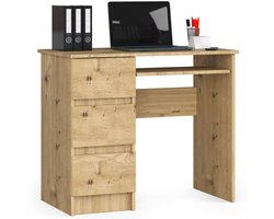 Bureau Links A-6 / Computerbureau / Computer Tafel / Bureautafel Rechts / Artisan Eik / 90 x 77 x 50 cm