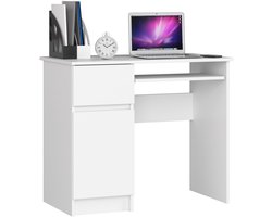 Bureau Links PIKSEL / Computerbureau / Computer Tafel / Bureautafel Rechts / Wit / 90 x 77 x 50 cm