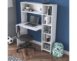 Bureau Locelso | 113,2 x 40 x 141,8 cm | Met opbergruimte | Wit
