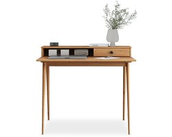 Bureau MALINA met opzetstuk en lade van massief hout – eikenkleuren