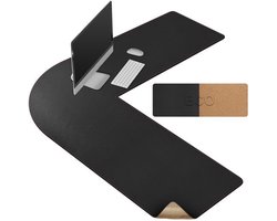 Bureau Mat L-vormig - 130x130 cm - Kurk En PU Leder - Zwart - Hoekbureau Bescherming