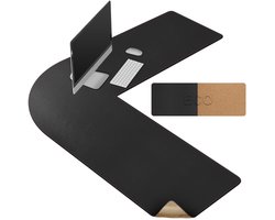 Bureau Mat L-vormig - 130x130 cm - Kurk En PU Leder - Zwart - Hoekbureau Bescherming