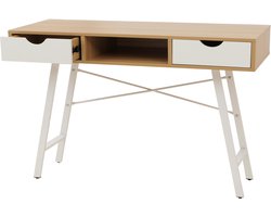 Bureau MCW-E92, kantoortafel computertafel, 3D-structuur 120x60cm ~ naturelbruin wit