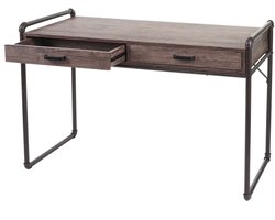 Bureau MCW-F58, bureau computerbureau, industrieel ontwerp 75x120x60cm 3D structuur ~ bruine wilde eik look