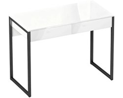 Bureau met 2 Lades - Compact - Kantoortafel - Computerbureau - Werktafel - Computer Tafel - Bureautafel - Desk - Game Bureau - Wit + Zwart