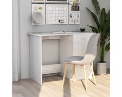 Bureau met lade - Schrijftafel computertafel - Thuiswerk kantoor - Geïntegreerde opbergruimte - 100x50x76 cm - Hoogglans wit