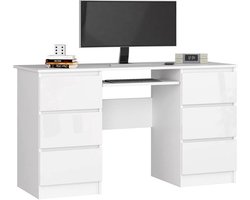 Bureau - met lades - Computertafel - werkplek - Voor thuiswerk - en kantoor - Zes opberglades - 135 x 77 x 50 cm - Geel