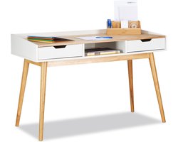 bureau met opbergruimte - 2 lades - hout - 76x120x55 cm - computertafel - wit