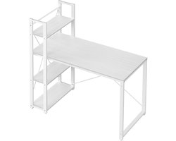 Bureau met Opbergruimte - Computertafel - Kasten - Planken - Kantoor - 4 Planken - Wit - 56x120x120 cm