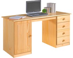 Bureau met Opbergruimte en 4 Laden van Massief Grenenhout - Ideaal voor Thuiswerken