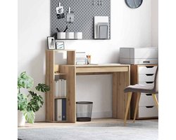 Bureau met plank Grijs 100 x 40 x 90 cm Bewerkt hout, Woonkamer, moderne bureau, duurzame werkplek, handige kantoor, compacte studie, elegante minimalistische meubelstukken.