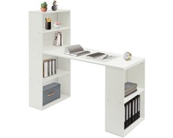 Bureau Met Planken Kantoorbureau 52.4*20*120cm Wit Computertafel Voor Kantoor Woonkamer Slaapkamer
