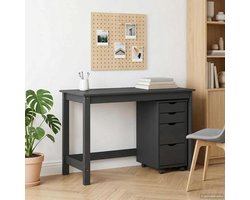 Bureau met rolcontainer Moss set grijs - moderne werkplek met 4 laden en oprolbare kast - stabiele constructie voor kantoor en woonkamer