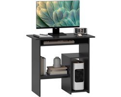 Bureau met Uitschuifbare Toetsenbordblad & Opbergruimte - Schrijfbureau - Computerbureau - Computer Tafel - Bureautafel - Desk - Game Bureau - 80 x 48 x 75 cm - Zwart