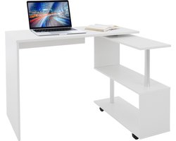 Bureau met vier wielen 150x88x75 cm wit in MDF ML design