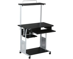 Bureau met wieltjes werktafel PC laptop tafel thuis kantoor met plank 80 x 50 x 132 cm- industriële stijl hout en metaal