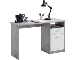 Bureau Neptunus Beton - Wit - 123x50cm - Met opbergruimte - Hoogte 76.5 cm - Met lades