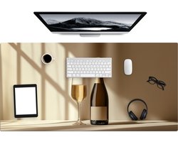 Bureau onderlegger 120x60 cm - Champagne - Beige - Schaduw - Bubbels - Muismat XXL - Bureau mat - Muismatten groot