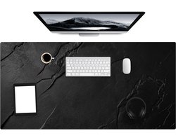 Bureau onderlegger 120x60 cm - Muismat Zwart - Steen - Beton print - Bureaumat - Mousepad XXL - Bureau mat - Muismatten groot - Desk organizer - Bureaulegger