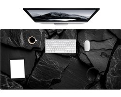 Bureau onderlegger 120x60 cm - Muismat Zwart - Stenen - Rots - Bureaumat - Mousepad XXL - Bureau mat - Muismatten groot - Desk organizer - Bureaulegger