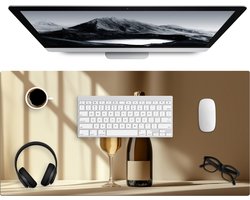 Bureau onderlegger 80x40 cm - Muismat Champagne - Beige - Schaduw - Bubbels - Bureaumat - Mousepad XXL - Bureau mat - Muismatten groot - Desk organizer - Bureaulegger