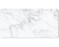 Bureau onderlegger 80x40 cm - Muismat Marmer - Wit - Grijs - Luxe - Marmer printlook - Steen - Bureaulegger xl - Desk mat beschermer - Computer muismatten
