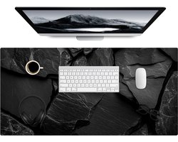 Bureau onderlegger 90x45 cm - Muismat Zwart - Stenen - Rots - Bureaumat - Mousepad XXL - Bureau mat - Muismatten groot - Desk organizer - Bureaulegger