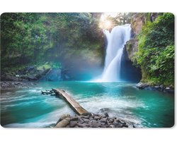 Bureau onderlegger - Muismat - Bureau mat - Waterval - Stenen - Landschap - Planten - Water - 60x40 cm