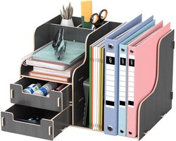 Bureau-opgeruimde organizer, kantooropslag voor boeken, pennen, notitieboeken