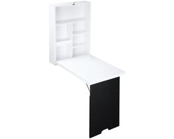 Bureau opklapbaar - Klaptafel - Wandkast - Wandplank - 60x94,5x147cm - Zwart/Wit