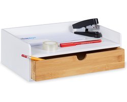 bureau organizer - 1 lade - bamboe - A4 - 11 x 32 x 22 cm - wit/natuur