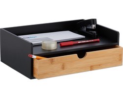 bureau organizer - 1 lade - bamboe - A4 - 11 x 32 x 22 cm - zwart/natuur