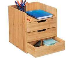 bureau organizer - 3 lades - bamboe - 33 x 30 x 31 cm - naturel