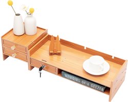 Bureau Organizer Bamboe 3 Lades 48*20*13.5cm Desk Organizer Kantoororganizer Voor Bureau Kantoor Thuiskantoor