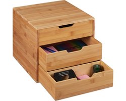bureau organizer bamboe - 3 lades - kantoorartikelen - 26 x 30 x 31,5 cm