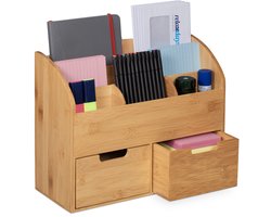 bureau organizer bamboe - 6 vakken - 2 lades - 26 x 33 x 13,5 cm