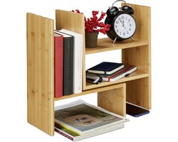 bureau organizer bamboe - boekenrek verstelbaar - 40 cm hoog
