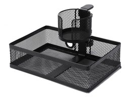 Bureau organizer-Bureau opbergdoos-Met bekerhouder-360° rotatie-Verborgen lade onder het bureau-Klem-op bureau organizer-Grote capaciteit- Opslag-Voor gezinnen- bureau- kantoor-1stuck-zwart