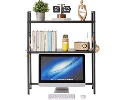 Bureau-organizer, computeropbergrek, verstelbaar, schrijfplank, boekenplank, displayplank voor kantoor, thuis, thuis, zwart