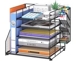 Bureau organizer - Documenten houder - Kantoor opruimen - Zes lagen opbergruimte - 2.13 Kilogram - Zwart