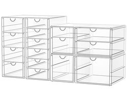 Bureau-organizer met 16 lades en antislip pads | Stapelbare ladekast voor make-up, kantoor en gereedschap