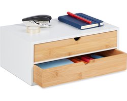 bureau organizer - met 2 lades - bamboe - MDF - 14 x 33 x 21 cm