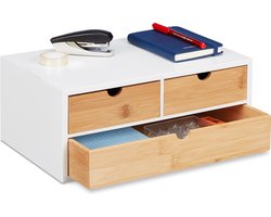 bureau organizer - met 3 lades - bamboe - MDF - 14 x 33 x 21 cm
