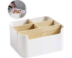 Bureau-organizer met 5 vakken, gemaakt van duurzaam bamboehout, handige opbergdoos voor schrijfwaren en accessoires